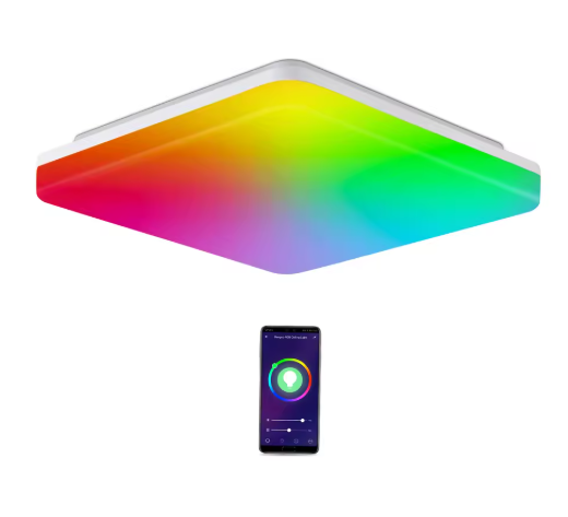 Smart LED RGB Plafondlamp – Dimbaar 24W, WiFi & Alexa Compatibel, 28×28 cm
