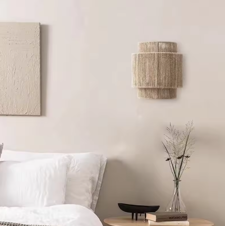 Henneptouw Wandlamp – Creatieve E27 Sfeerverlichting voor Slaapkamer & Gang