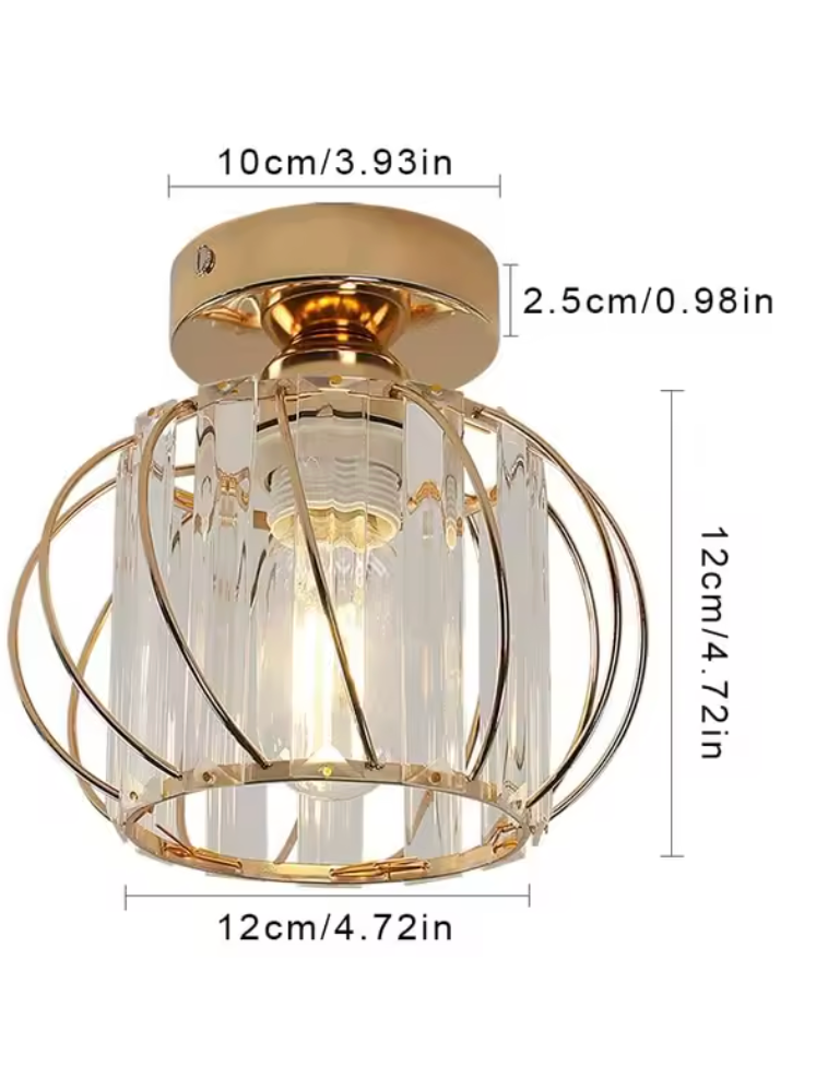 Moderne Kristallen Plafondlamp – Gouden Semi-Inbouwlamp E27