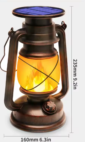 Retro Hangend Zonnelichtje – LED Stormlamp met Vlameffect, IP66 Waterdicht