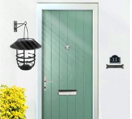 Solar Hanglantaarn Buiten – Flikkerende Vlammen, Waterdicht Glas & RVS, Wand- en Hekverlichting