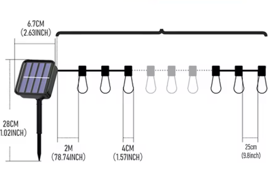 Solar Lichtslinger 15M – 100 LED Edison Lampen, Retro & Waterdicht IP65