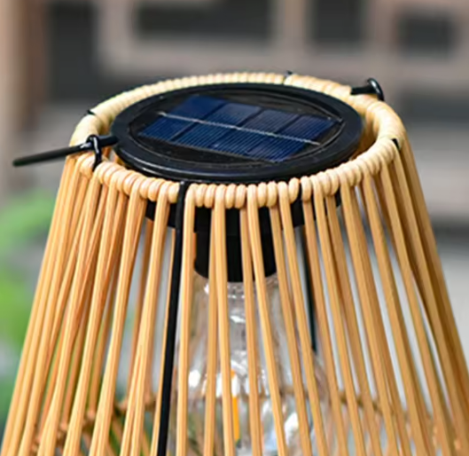 Rotan Solar Hanglamp – Waterdichte Bamboe Lantaarn voor Tuin & Terras