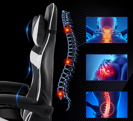 Ergonomische massage-gamingstoel – Verstelbare bureaustoel met lendensteun
