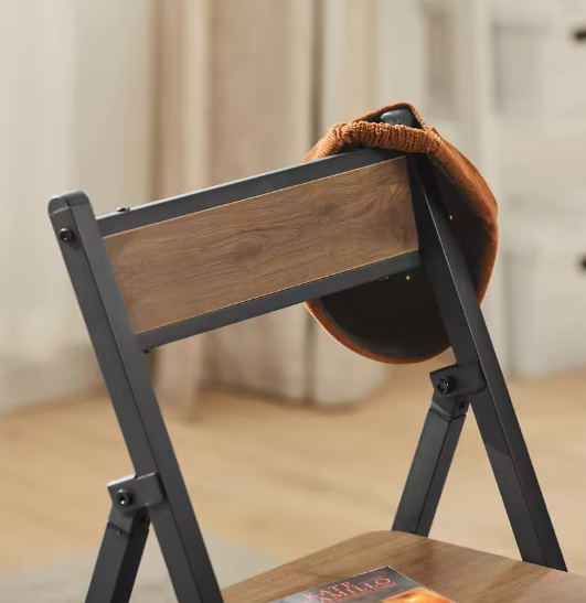 Opvouwbare Klapstoel – Metaal & Houtlook, Compact en Stevig