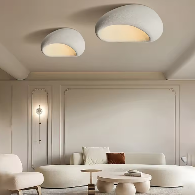 Nordic Wabi-Sabi Plafondlamp – Minimalistische LED Lamp van Hars