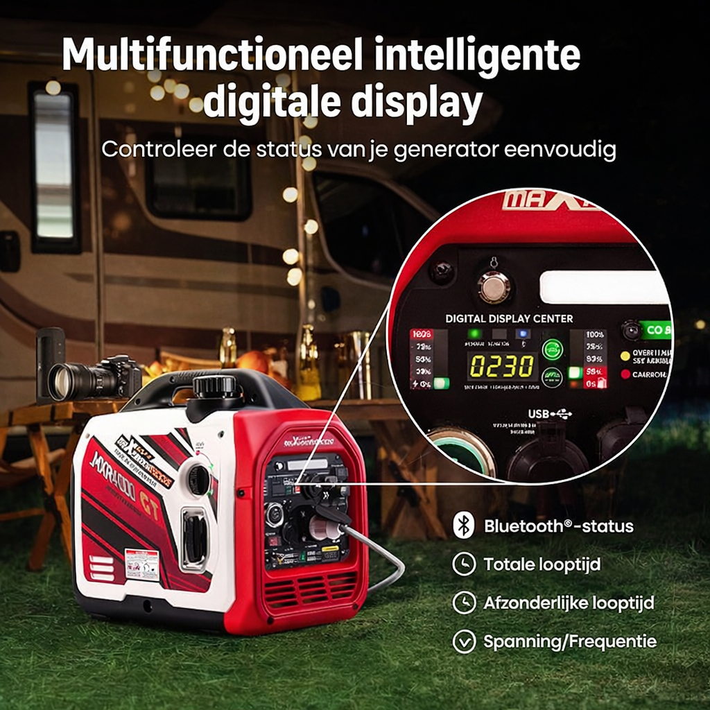 Stroomgenerator – Inverter Generator – Bluetooth Generator – Draagbare Generator – LPG Generator – Stilgeluid Wireless Bedienbaar – Dubbel Brandstof Systeem 3500W