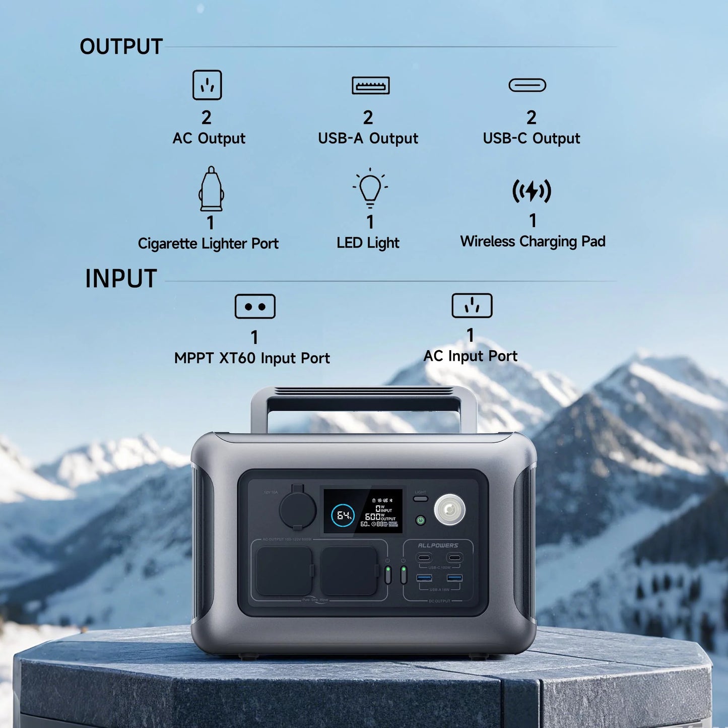 Draagbaar Powerstation 299 Wh met 600 W AC-uitgang en Snellaadfunctie voor Camping en Reizen