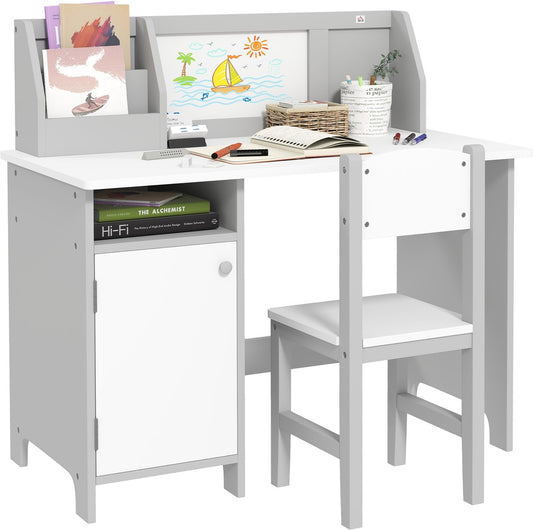 Kinderbureau – Kinderbureau Set – Kindertafel – Schrijftafel – Bureau Met Stoel – Whiteboard Werkblad – Afgeronde Hoeken Veilig Design