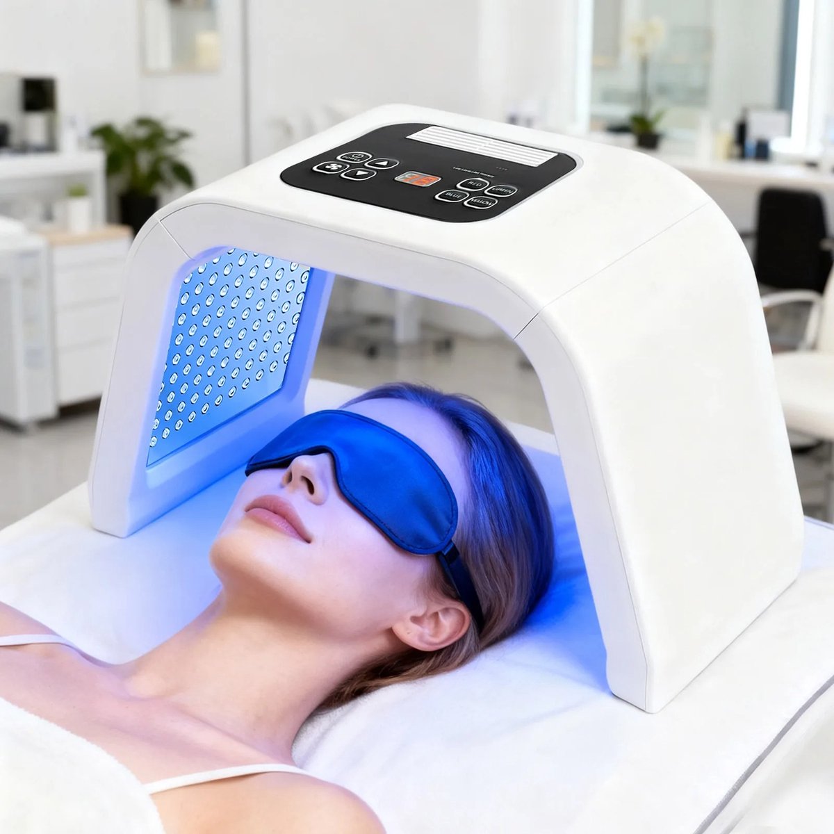 LED Lichttherapie Gezichtsapparaat - 7 Kleuren - 287 LED's - Gezichtsverzorging met Timer - Lichttherapie Lamp - Wit