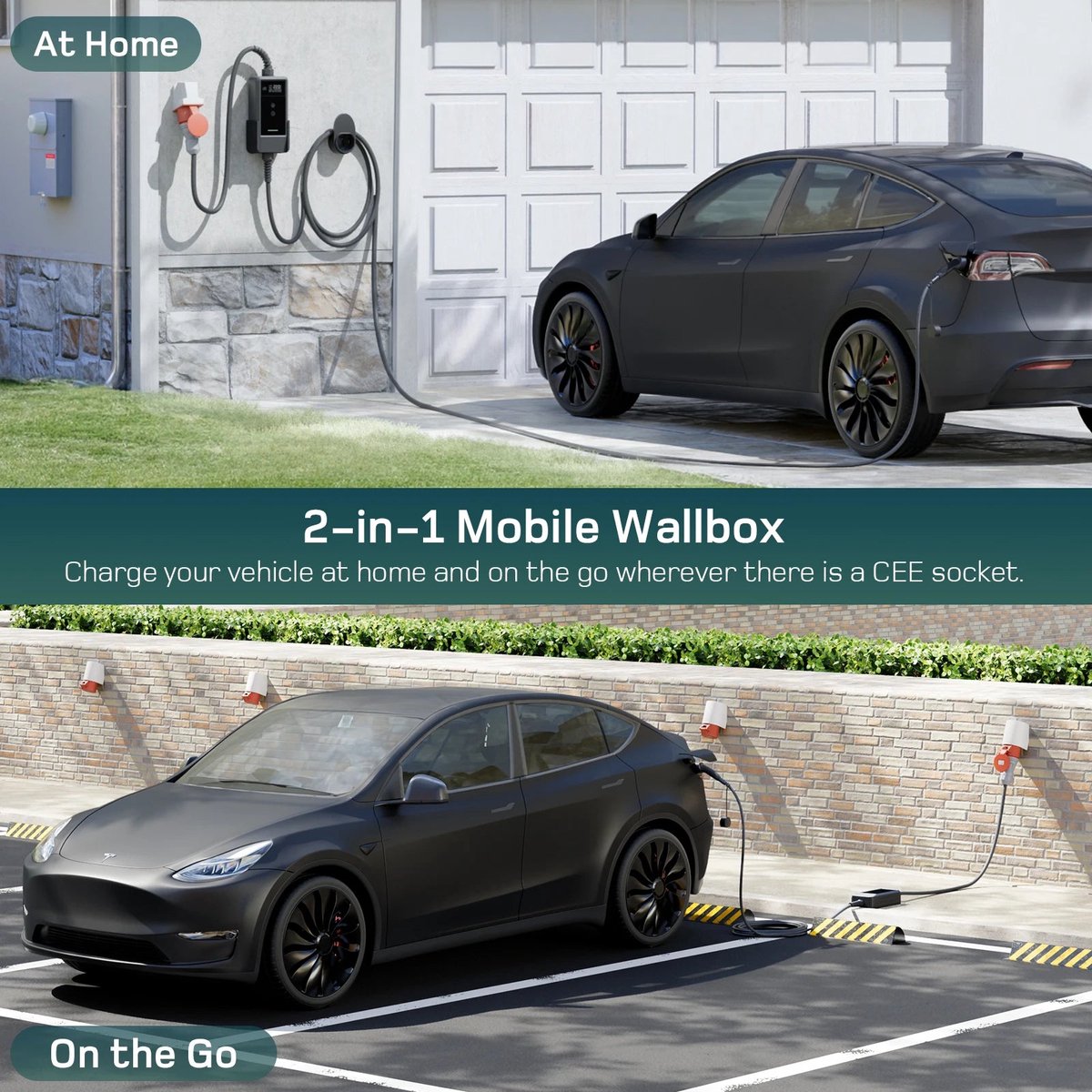 Draagbare Ev-Lader – Elektrische Auto Oplader – Mobiele Laadstation – Snellader – Type 2 Laadkabel – 22 KW 3-Fase – Extra Lange 25 Meter Kabel