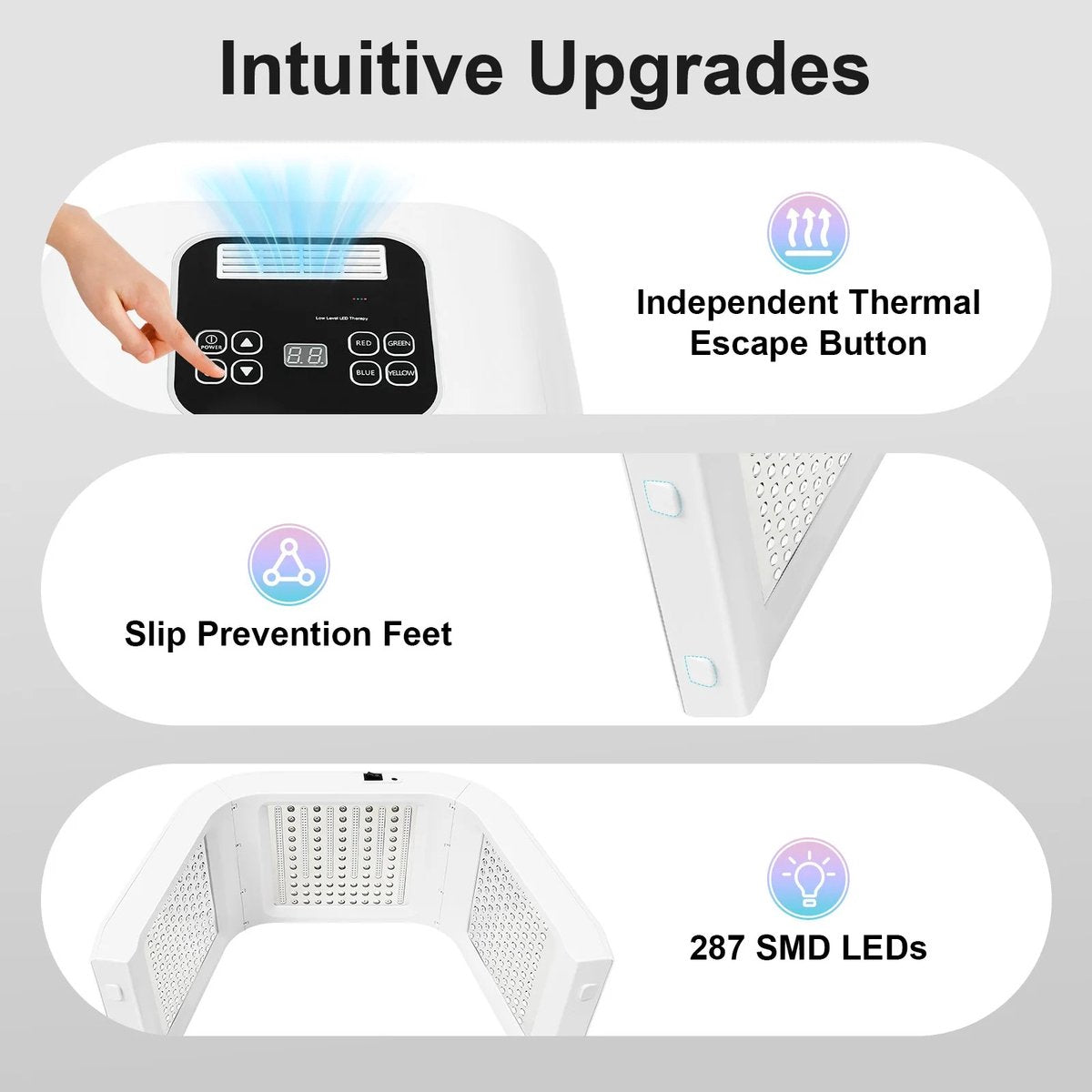 LED Lichttherapie Gezichtsapparaat - 7 Kleuren - 287 LED's - Gezichtsverzorging met Timer - Lichttherapie Lamp - Wit