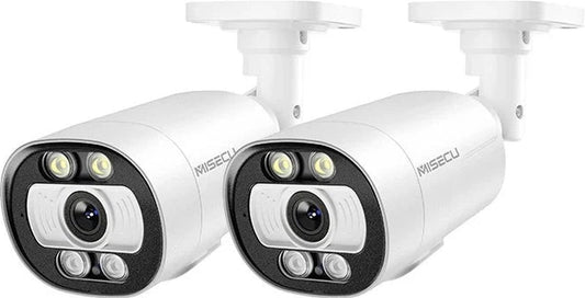 MISECU Draadloze Camerabeveiliging Set - 5MP - 2K QHD - Set 2x Camera - Wit - Binnen & Buiten - Met Nachtzicht