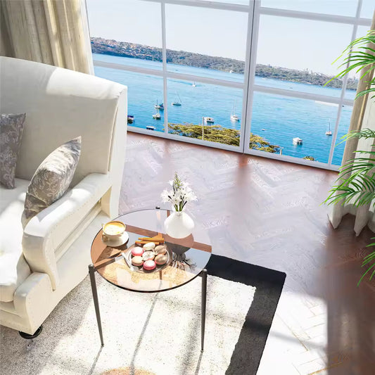 Glazen salontafel 80 cm – modern met zwart metalen poten