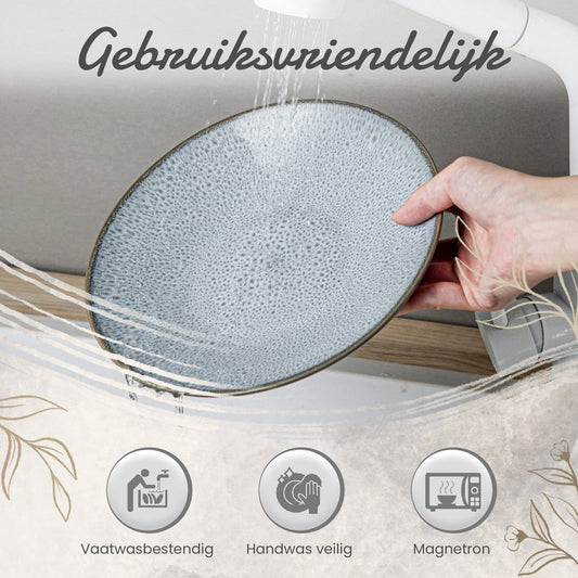 Luxe Serviesset – 48 delig – 12 persoons – Porselein - Bordenset – Dinner platen – Dessertborden - Kommen - Soepborden - Set - Grijs