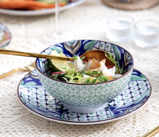 Keramieken serviesset - 32 delig - Kleurrijk servies - Jasmijn patroon - Multi colour