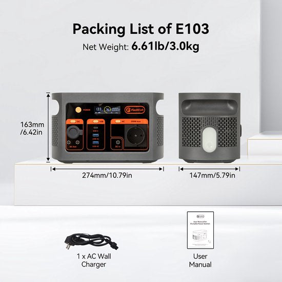 Draagbare Powerstation – Mobiele Generator – Noodstroomvoorziening – Camping Accu – Powerbank – 300W Met 60W Zonnepaneel – 222Wh LiFePO4 Accu – 230V Pure Sinus Output