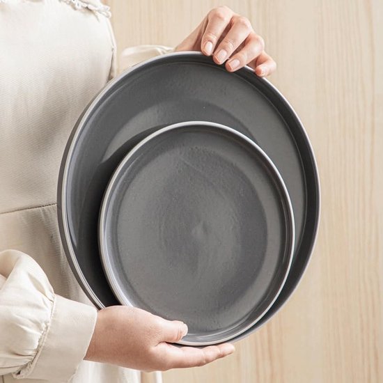 Luxe Serviesset- 48 delig – 12 persoons – Steengoed - Bordenset – Dinner platen – Dessertborden - Kommen - Mokken - Grijs