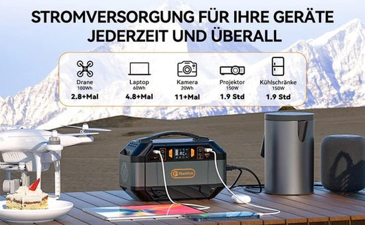 Powerstation – Draagbare Energiecentrale – Noodaccu – Portable Powerbank – Zonnegenerator – 330W (600W Piek) – 288,6 Wh Capaciteit