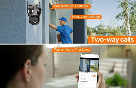 Beveiligingscamera Buiten - Buiten Camera met Nachtzicht - Drie Lens Design - 360° Auto Tracking - Inclusief 64GB SD - Zwart