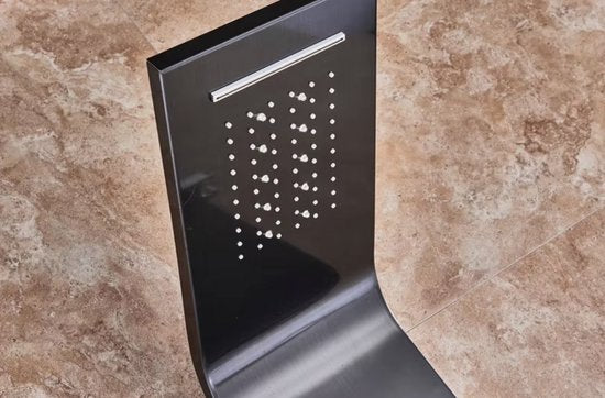 Douchekraan - Regendouche - Douchekop - Douchepaneel - 6 in 1 - Regendouche - Waterval douche - Kraan - Bidet - Massage jet - Handdouche - Waterstroom gevoed - Verlichting en LED display - Zwart