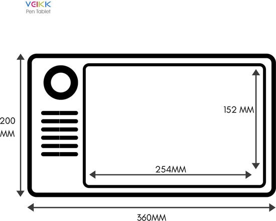 Tekentablet A15 Rood inclusief beschermhoes - 10x6 inch - 5080 Lpi - grafische XL teken tablet - Batterij vrije pen - 12 sneltoetsen - tekenhandschoen