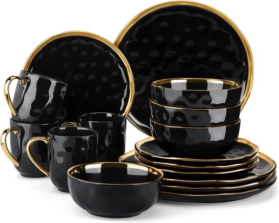 Luxueuze Porseleinen Serviesset - Servies 16 delig - Serviesgoed 16 stuks - Bordenset 4 persoons - B