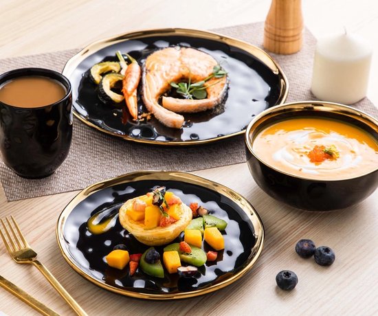 Luxueuze Porseleinen Serviesset - Servies 16 delig - Serviesgoed 16 stuks - Bordenset 4 persoons - B