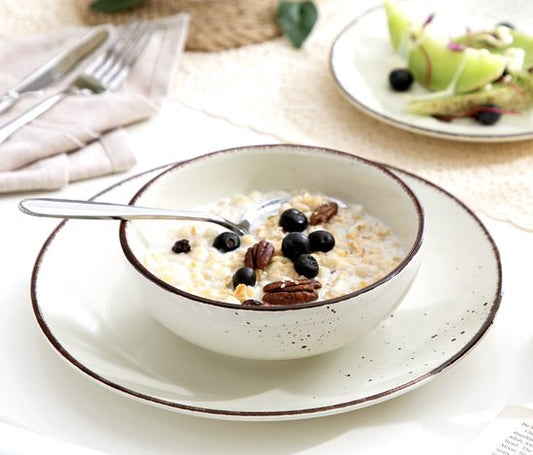 erviesset Wit - Keramisch - 12 borden groot - 12 borden klein - 12 schalen - 12 kopjes - 48 delig - Vintage - Ivoorwit