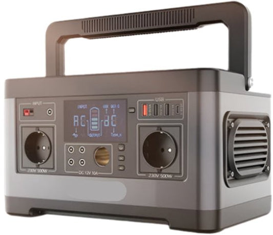 Draagbare Powerstation – Mobiele Accu – Noodstroom – Zonne-accu – 500W Continu Vermogen – Pure Sinusgolf