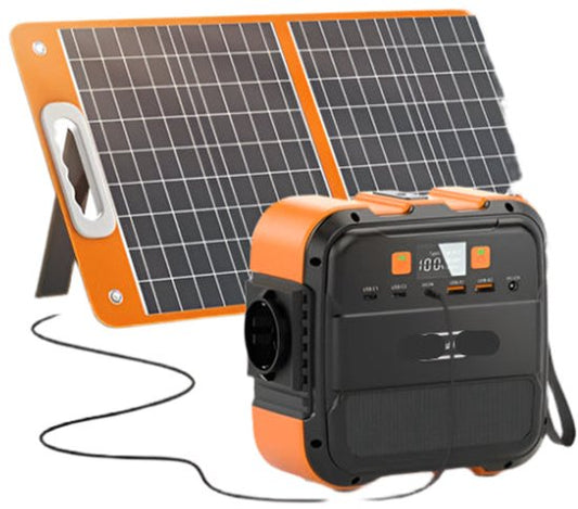 Portable Power Generator – Draagbare Powerbank – Mobiele Accu – Met zonnepaneel – Compact Formaat – 120W AC Uitgang – Lithium-Ion Batterij