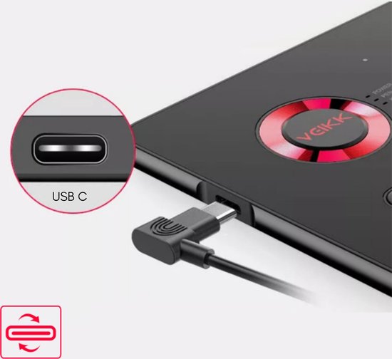 Tekentablet A15 Rood inclusief beschermhoes - 10x6 inch - 5080 Lpi - grafische XL teken tablet - Batterij vrije pen - 12 sneltoetsen - tekenhandschoen