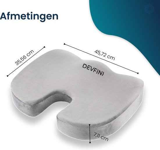 Zitkussen Orthopedisch & Ergonomisch voor Auto en Bureaustoel - Stuitkussen - Wigkussen - Thuiswerken