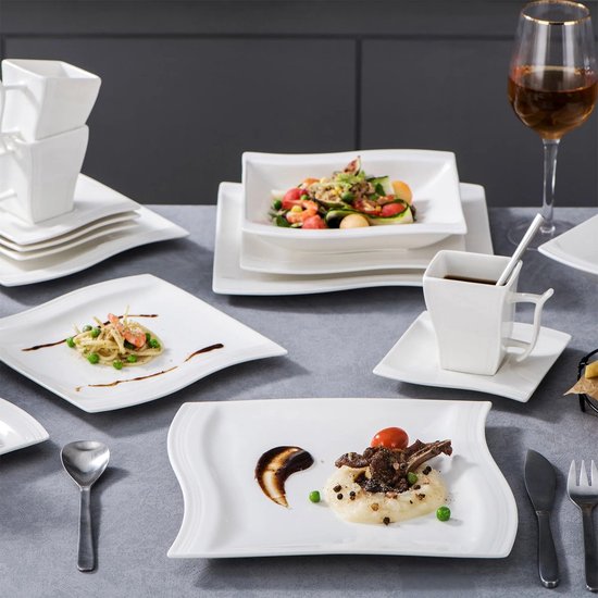 Serviesset Wit 30-delig – 6 Personen – Vierkant Porselein