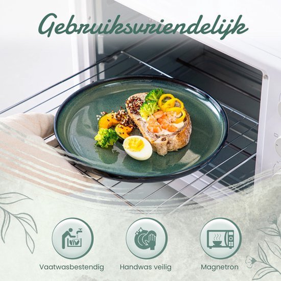 Luxe Serviesset – 24 delig – 6 persoons – Porselein - Bordenset – Dinner platen – Dessertborden - Kommen - Pastabord - Groen - Deluxe