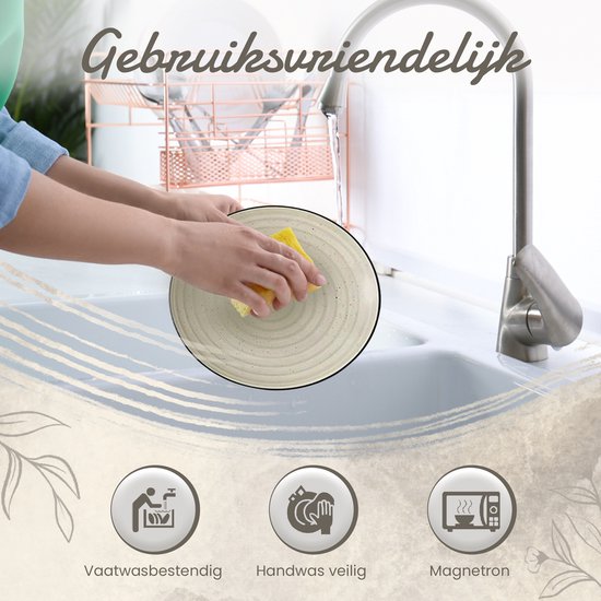 Luxe Serviesset – 24 delig – 6 persoons – Keramisch - Bordenset – Dinner platen – Dessertborden - Kommen - Pastabord - Beige