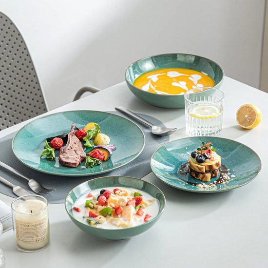 Luxe serviesset – 32 delig – 8 persoons – Bordenset – Dinner platen – Dessertborden - Kommen - Set - Groen
