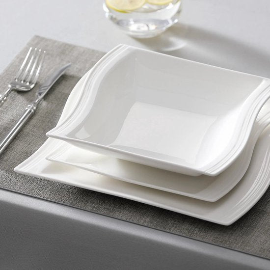 Serviesset Wit 30-delig – 6 Personen – Vierkant Porselein