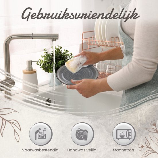 Luxe Serviesset – 32 delig – 8 persoons – Porselein - Bordenset – Dinner platen – Dessertborden - Kommen - Mokken - Schaaltjes - Grijs