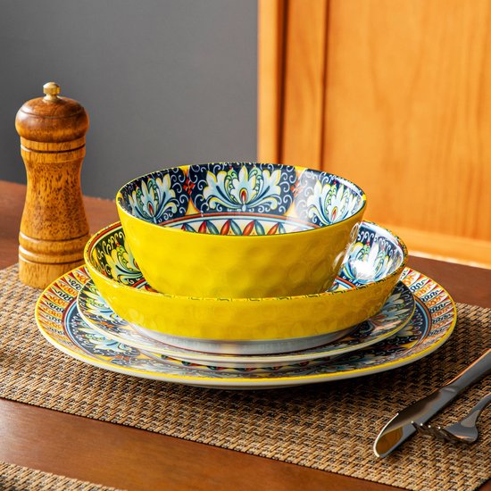 Serviesset 48 stuks - Serviesset met patronen - Servies set - Tafelgerei - Cadeau Tip - Kleurrijk