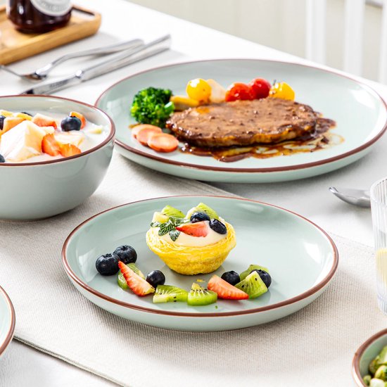 Luxe Serviesset – 32 delig – 8 persoons – Porselein - Bordenset – Dinner platen – Dessertborden - Kommen - Mokken - Schaaltjes - Jade - Nimf