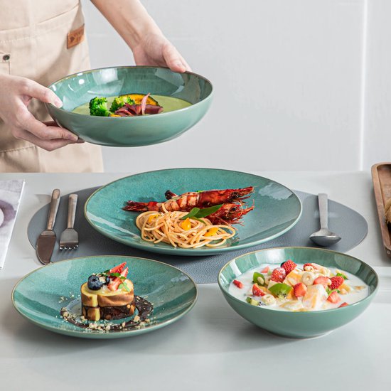Luxe serviesset – 32 delig – 8 persoons – Bordenset – Dinner platen – Dessertborden - Kommen - Set - Groen