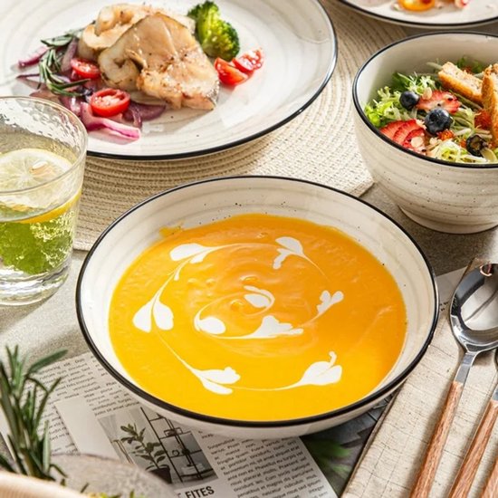 Luxe Serviesset – 24 delig – 6 persoons – Keramisch - Bordenset – Dinner platen – Dessertborden - Kommen - Pastabord - Beige