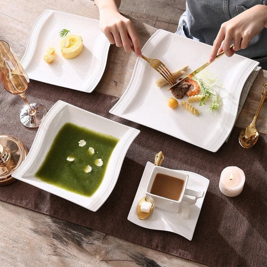 Serviesset Wit 30-delig – 6 Personen – Vierkant Porselein