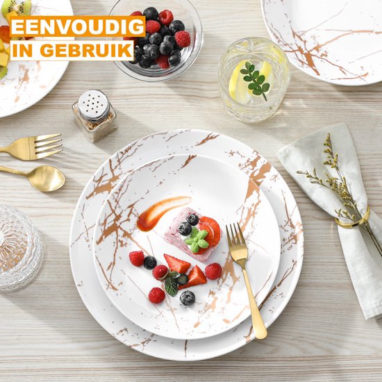 Luxe Serviesset Wit/Goud 12-delig – 4 Persoons Keramisch Servies