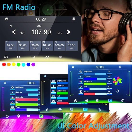 Autoradio 1 DIN – Autostereo – 1 Din Autoradio – Auto Radio – Multimediaspeler – 7 Inch HD-touchscreen – Carplay & Android Auto – Met Mirror Link & Achteruitrijcamera