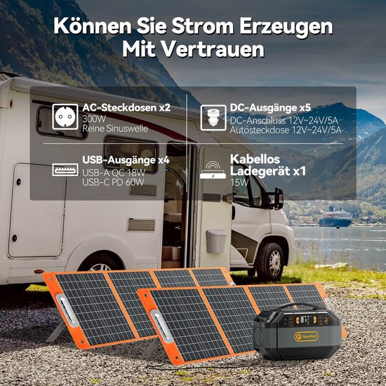 Powerstation – Draagbare Energiecentrale – Noodaccu – Portable Powerbank – Zonnegenerator – 330W (600W Piek) – 288,6 Wh Capaciteit
