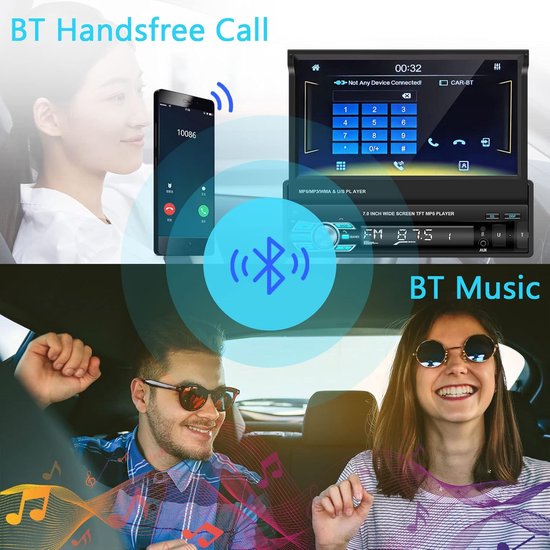 Autoradio 1 DIN – Autostereo – 1 Din Autoradio – Auto Radio – Multimediaspeler – 7 Inch HD-touchscreen – Carplay & Android Auto – Met Mirror Link & Achteruitrijcamera