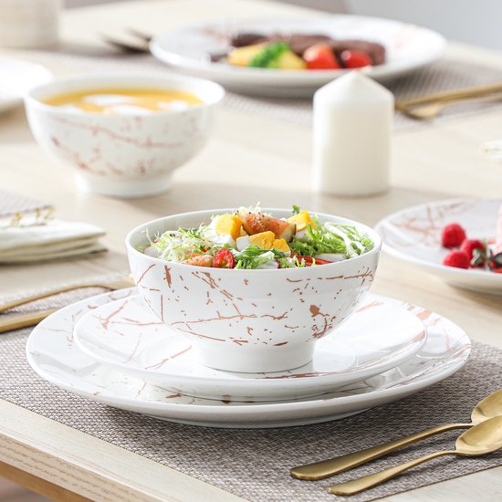 Luxe Serviesset Wit/Goud 12-delig – 4 Persoons Keramisch Servies