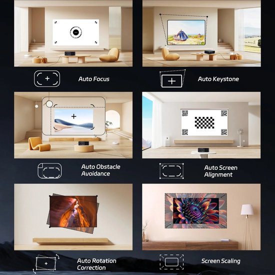 Mini Beamer - Projector - Digitale Beamer - Draagbaar - Smart TV Projectors - 1080P - 4K Full HD - Met Elektrische standaard - 1200ANSI - 130W - Android System